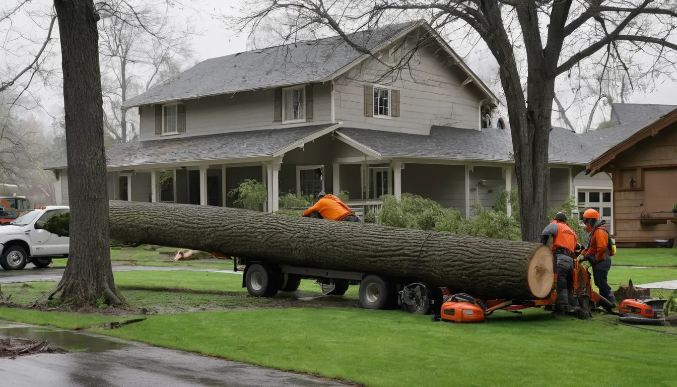 Provider clearing a fallen tree from a ranch home yard in Oklahoma City after a storm